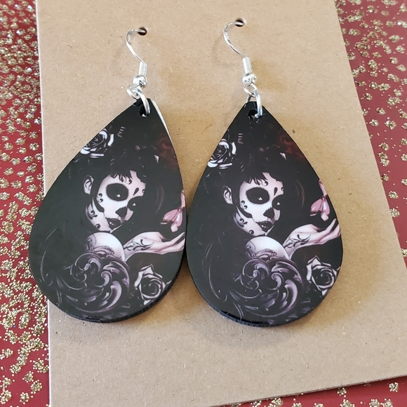 Day of the Dead Teardrop Earrings - Picture 10 of 15